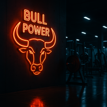 Load image into Gallery viewer, Bull Power Bull Head neon sign, Charging Bull Power neon sign, Bull Head neon sign