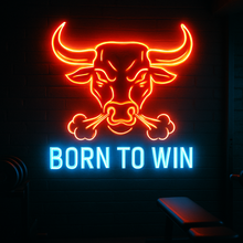 Load image into Gallery viewer, Born to Win Neon Sign, Angry Bull Neon Sign, Raging Bull Victory Neon Sign