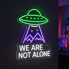 Load image into Gallery viewer, We Are Not Alone Neon Sign, UFO Extraterrestrial Neon Sign, Galaxy UFO Neon Sign