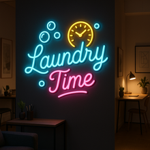 Load image into Gallery viewer, Laundry Time Neon Sign, Bubbles Laundry Neon Sign, Soap Suds Laundry Neon Sign Multicolor