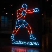 Load image into Gallery viewer, Boxer In Stance Custom Name neon sign, Boxing Fighter neon sign, Boxing Silhouette neon sign