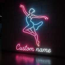 Load image into Gallery viewer, Dancer Custom Name neon sign, Dance Silhouette neon sign, Ballet Dancer neon sign