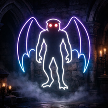 Load image into Gallery viewer, Mothman Neon Sign, Cryptid Neon Sign, Winged Cryptid Neon Sign Multicolor