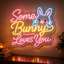 Load image into Gallery viewer, Some Bunny Loves You Neon Sign, Easter Bunny Neon Sign, Rabbit Quote Neon Sign Multicolor