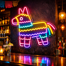 Load image into Gallery viewer, Pinata Neon Sign, Mexican Donkey Neon Sign, Birthday Fiesta Neon Sign Multicolor