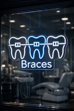 Load image into Gallery viewer, Braces neon sign, Orthodontic Braces neon sign, Teeth Braces neon sign