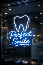 Load image into Gallery viewer, Perfect Smile Tooth Neon Sign, Molar neon sign, Dental office neon sign