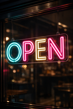 Load image into Gallery viewer, OPEN Neon Sign, Storefront neon sign, Business open neon sign, Retail neon sign Multicolor