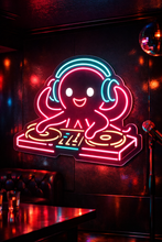 Load image into Gallery viewer, Octopus DJ Neon Sign, Party animal neon sign, Music octopus neon sign Multicolor