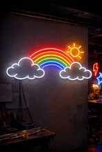 Load image into Gallery viewer, Rainbow sun clouds neon sign, Sky landscape neon sign, Sunbeam neon sign Multicolor