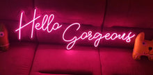 Load image into Gallery viewer, Hello gorgeous neon sign, wedding neon sign, wedding party neon sign (Copy) pink