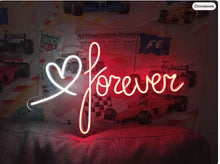 Load image into Gallery viewer, Neon sign Forever, Forever with heart neon sign, Always and forever neon sign, wedding neon sign 45in