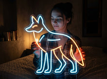 Load image into Gallery viewer, Coyote Neon Sign, Howling Coyote Neon Sign, Desert Wolf Neon Sign