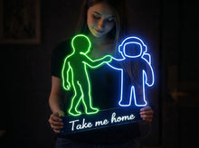 Load image into Gallery viewer, Astronaut alien neon sign,Take me home neon sign, Space traveler neon sign