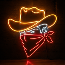 Load image into Gallery viewer, Bandana Cowboy Neon Sign, Masked Bandit Neon Sign Multicolor