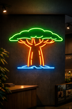 Load image into Gallery viewer, Baobab tree neon sign, African tree neon sign, Savannah tree neon sign Multicolor