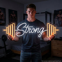Load image into Gallery viewer, Barbell Neon Sign, Strong Neon Sign, Weightlifting Neon Sign