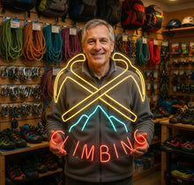 Load image into Gallery viewer, Сlimbing logo neon sign, Neon sign for rock climbers, Neon light for climbing enthusiasts, Climber's neon sign, Neon for rock climbing fans