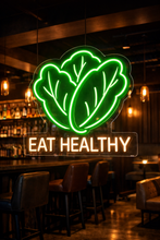 Load image into Gallery viewer, Cabbage Eat Healthy neon sign, Leafy green neon sign, Veggie neon sign
