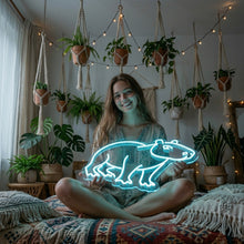 Load image into Gallery viewer, Capybara Square Neon Sign, Framed capybara neon sign, Rodent portrait neon sign