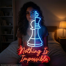 Load image into Gallery viewer, Chess Pieces Neon Sign, Nothing Is Impossible Neon Sign Red