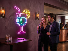 Load image into Gallery viewer, Cocktail Glass Neon Sign, Martini Citrus Neon Sign, Lemon Slice Neon Sign