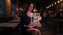 Load image into Gallery viewer, Coffee Machine Neon Sign, Espresso Machine Neon Sign, Coffee Maker Neon Sign warm white