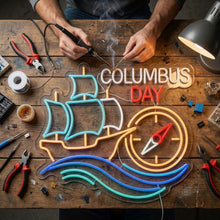 Load image into Gallery viewer, Columbus Day Neon Sign, Columbus Day Light Neon Sign, Explorer Neon Sign