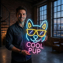 Load image into Gallery viewer, Cool Pup Neon Sign, Sunglasses Dog Neon Sign, Puppy with Shades Neon Sign
