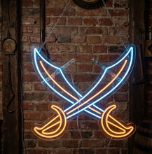 Load image into Gallery viewer, Crossed Broadswords Neon Sign, Crossed Swords Neon Sign