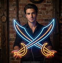 Load image into Gallery viewer, Crossed Broadswords Neon Sign, Crossed Swords Neon Sign Multicolor