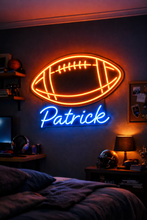 Load image into Gallery viewer, "Custom name" football neon sign, Gridiron neon sign, Pigskin neon sign
