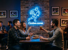 Load image into Gallery viewer, Rugby Player Custom Name neon sign, Rugby Ball neon sign, Rugby Silhouette neon sign