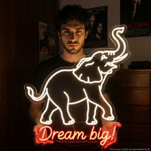 Load image into Gallery viewer, Elephant Dream Big Neon Sign, Raised Trunk Neon Sign, Elephant Neon Sign Orange