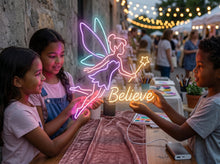 Load image into Gallery viewer, Believe Fairy Neon Sign, Fairy Quote Neon Sign, Magical Fairy Neon Sign