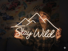 Load image into Gallery viewer, Stay Wild Mountains neon sign, Adventure Peak neon sign, Alpine Quote neon sign