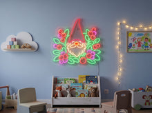 Load image into Gallery viewer, Gnome in berry bushes neon sign, Garden gnome neon sign, Berry gnome neon sign