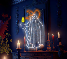 Load image into Gallery viewer, Halloween Ghost neon sign, Ghost Holding A Candle neon sign, Neon sign with Ghost for Halloween, Spooky Ghost neon light,Ghost LED neon sign