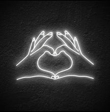 Load image into Gallery viewer, Hands with heart neon sign, Finger with heart neon light, Fingers with heart neon light, Heart neon sign white