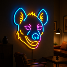 Load image into Gallery viewer, Hyena Smile Neon Sign, Laughing hyena neon sign, Predator grin neon sign Multicolor