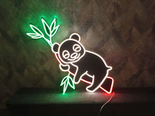 Load image into Gallery viewer, Panda neon sign, panda on a bamboo branch Neon Sign, game room decor, animal neon sign, art kawaii decor neon lights