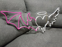 Load image into Gallery viewer, Angel and Devil Neon Sign - Custom Neon Sign, Melting Heart, Angel and Demon, Led Neon Light, Heart Neon Sign, Wall Decor, Valentine's Day Gift