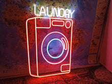 Load image into Gallery viewer, Laundry machine neon sign, Laundry appliance neon sign, Laundry device neon sign, Laundry automaton neon sign, Fabric washer led light