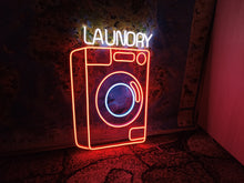 Load image into Gallery viewer, Laundry machine neon sign, Laundry appliance neon sign, Laundry device neon sign, Laundry automaton neon sign, Fabric washer led light