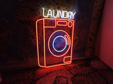 Load image into Gallery viewer, Laundry machine neon sign, Laundry appliance neon sign, Laundry device neon sign, Laundry automaton neon sign, Fabric washer led light