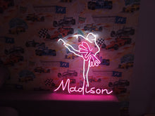 Load image into Gallery viewer, Ballerina silhouette neon sign, Neon sign with custom name and ballet dancer, custom Name on ballet dancer neon sign, Personalized forballet