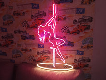 Load image into Gallery viewer, Woman on Pole neon sign, girl on Pole neon sign Stripper Dancer neon sign, Pub sign, Club sign wall decor, LED Neon Sign