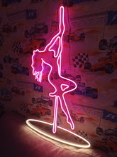 Load image into Gallery viewer, Woman on Pole neon sign, girl on Pole neon sign Stripper Dancer neon sign, Pub sign, Club sign wall decor, LED Neon Sign