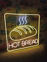 Load image into Gallery viewer, Hot bread neon sign, fresh bread neon sign, bakery neon sign, loaf bread neon sign, bread shop neon sign, hot fresh bread sign, neon bread sign, artisan bread neon sign, bread bakery neon light, warm bread neon sign