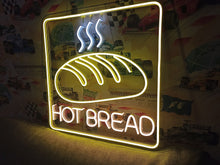 Load image into Gallery viewer, Hot bread neon sign, fresh bread neon sign, bakery neon sign, loaf bread neon sign, bread shop neon sign, hot fresh bread sign, neon bread sign, artisan bread neon sign, bread bakery neon light, warm bread neon sign